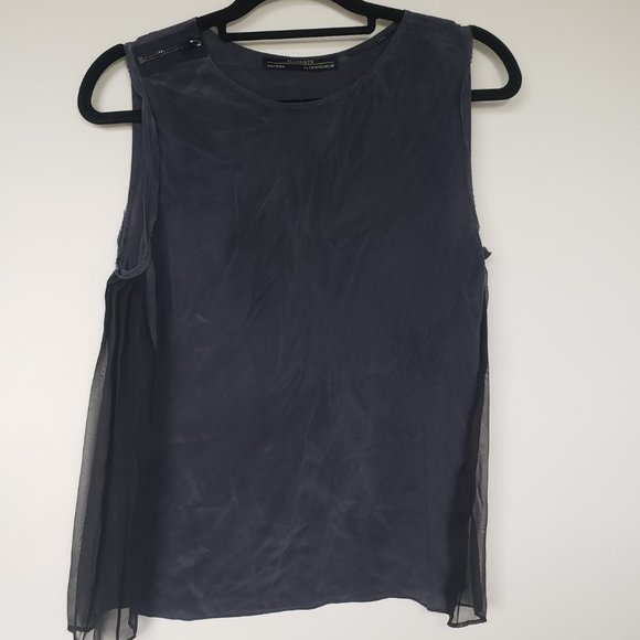 All Saints Cardona Top Size 6 in Blue Silk - Picture 1 of 12
